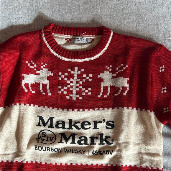 NWOT. Mens. Maker’s Mark. Red and Cream Men's Sweater XL - Picture 6 of 13